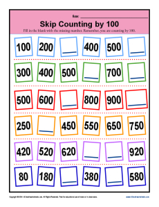 Skip Counting By 100s Worksheets 2nd Grade Math Activities