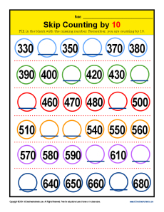 Skip Counting By 10s Worksheets 2nd Grade Math Activities