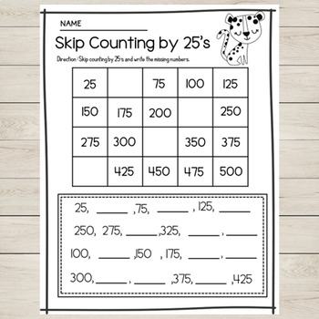Skip Counting By 25 39 s Worksheet By The Rabbit Studio TPT